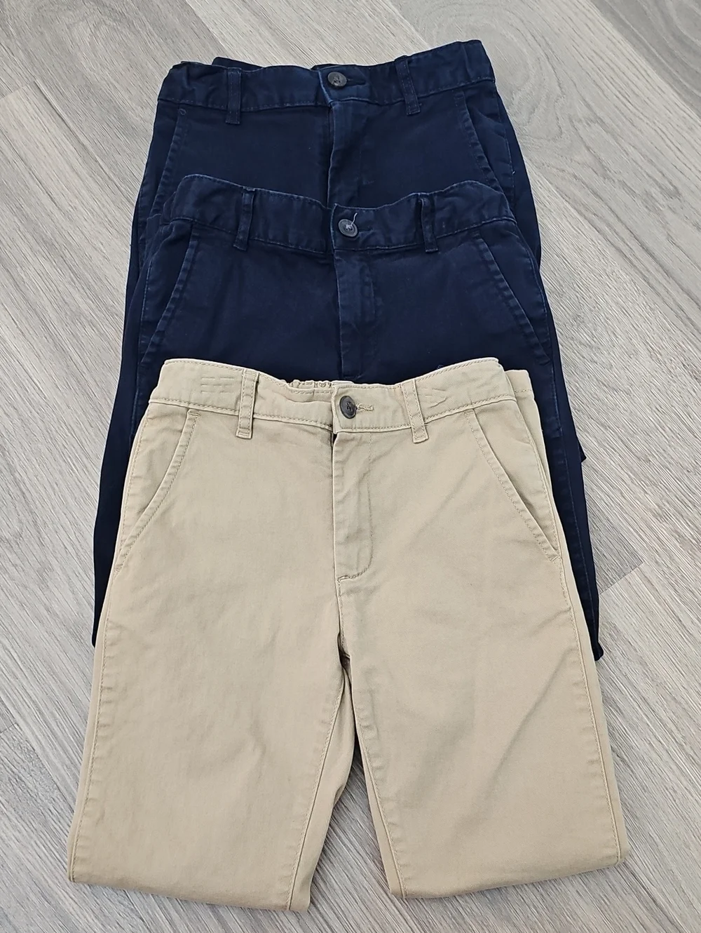 The Children's Place Khaki and Navy Uniform Chino Bottoms